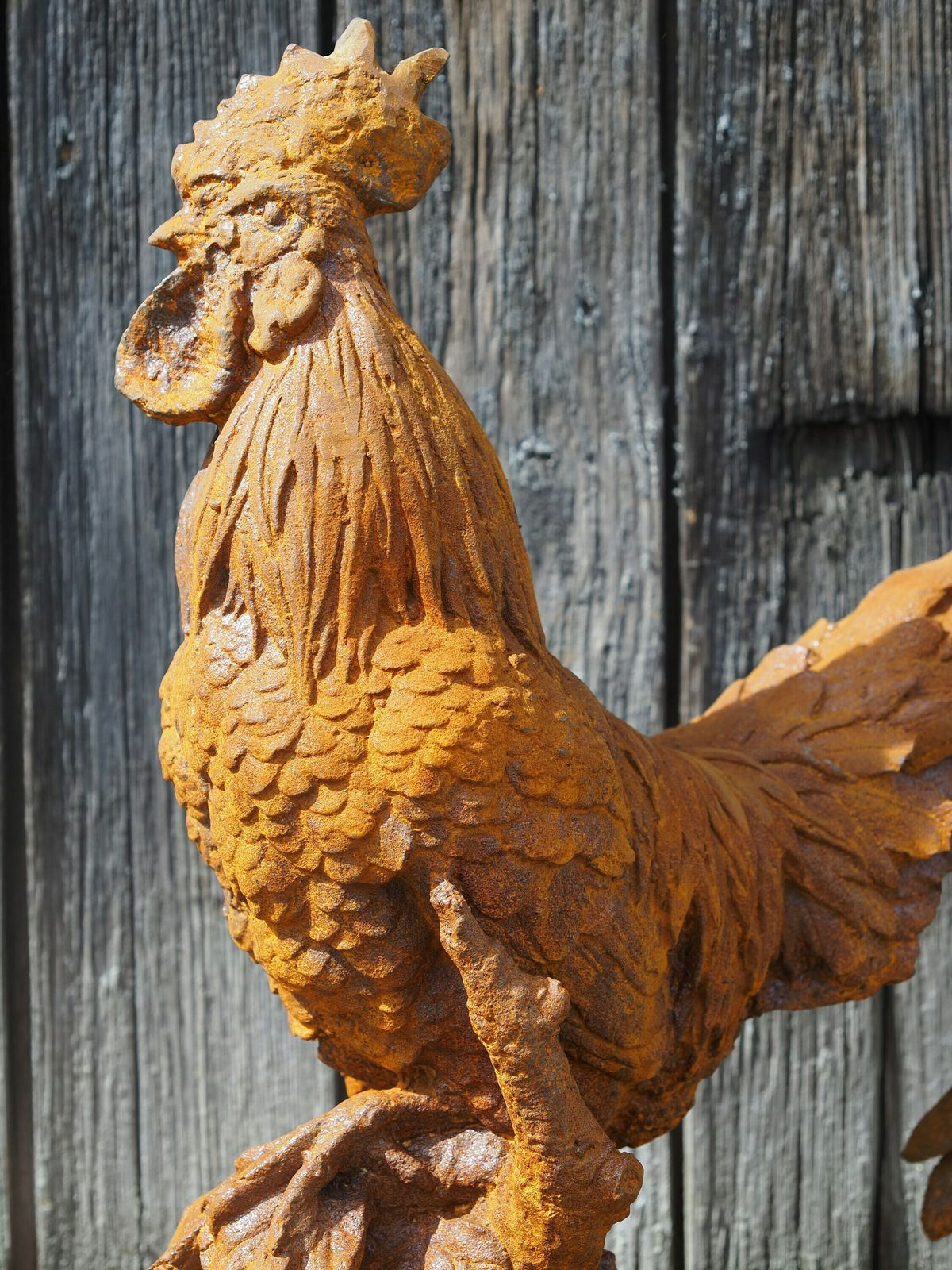 Large Cast Iron Rooster   Garden Statue   Cast Iron Garden Sculptures photo for sale