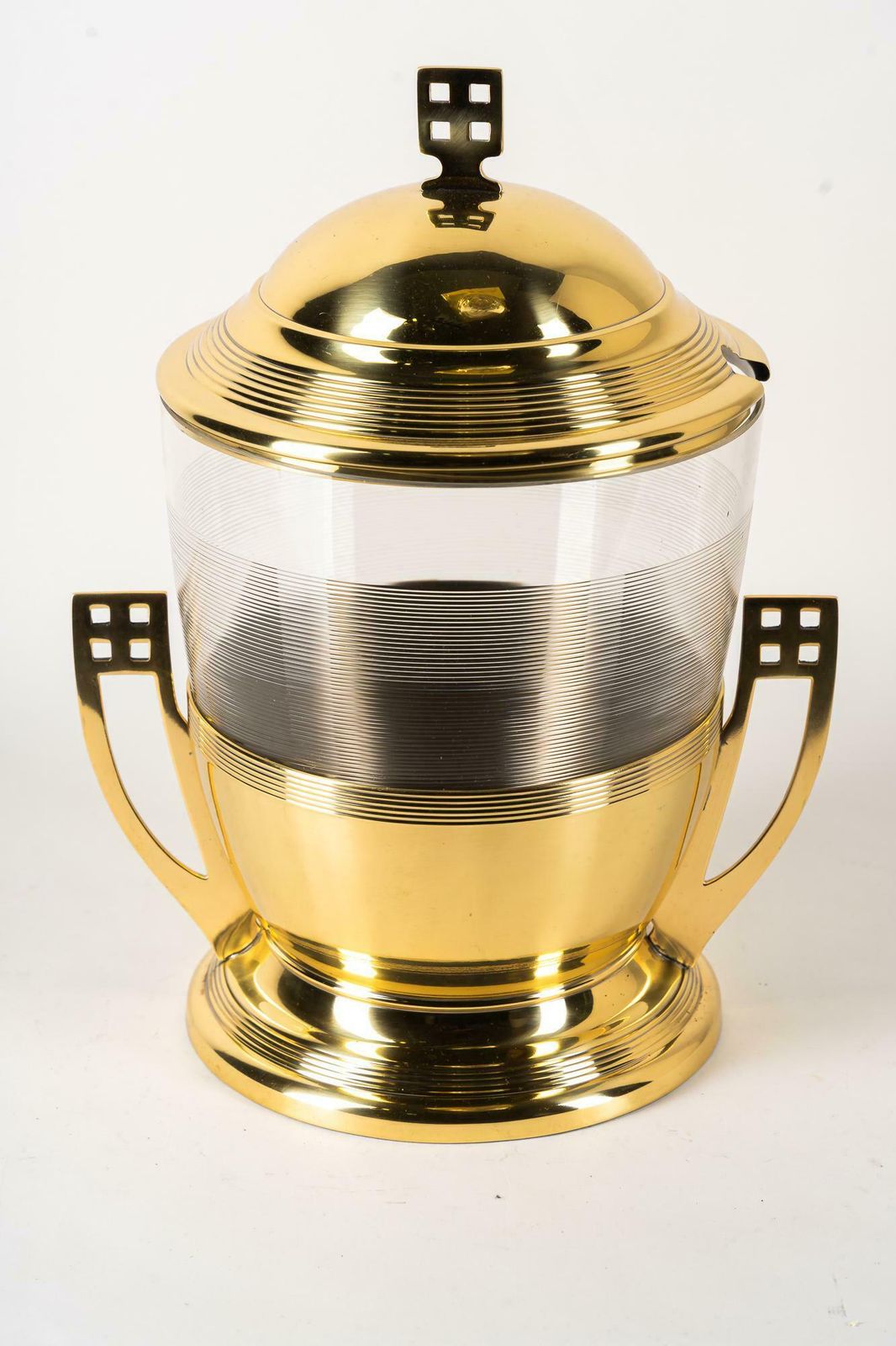 photo for sale Art Deco Brass Bowl With Original Glass, Vienna, Around 1920s