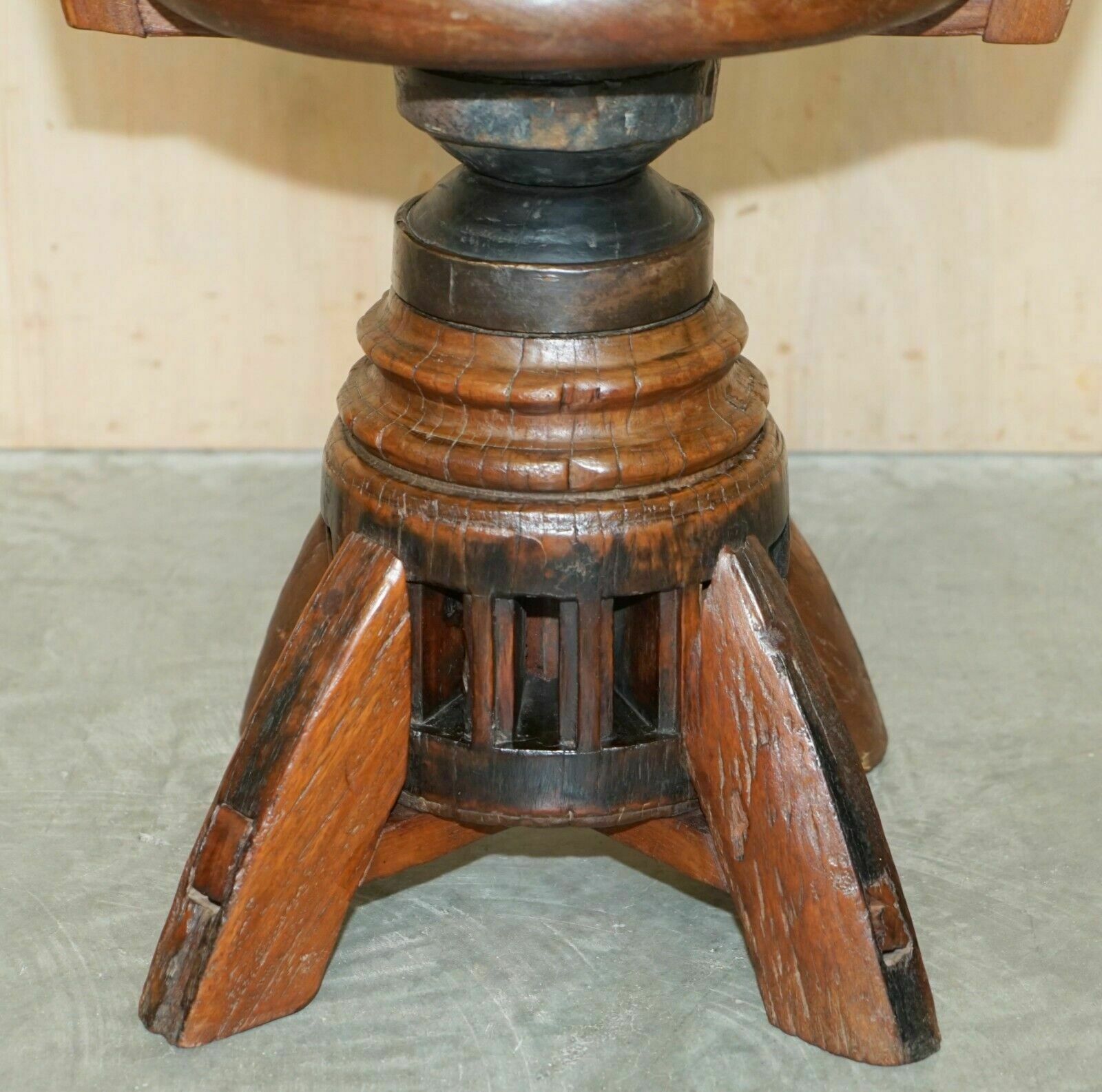 photo furniture Primative Antique Circa 1760 Carthorse Wheel Remade Into A Captains Swivel Chair