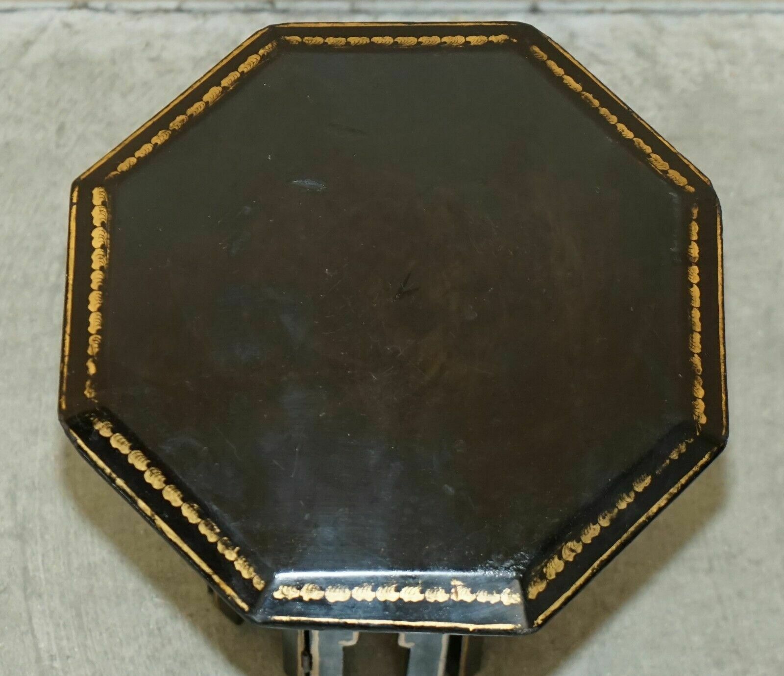 photo for sale Antique Victorian Circa 1900 Chinese Chinoiserie Lacquered Folding Side Table