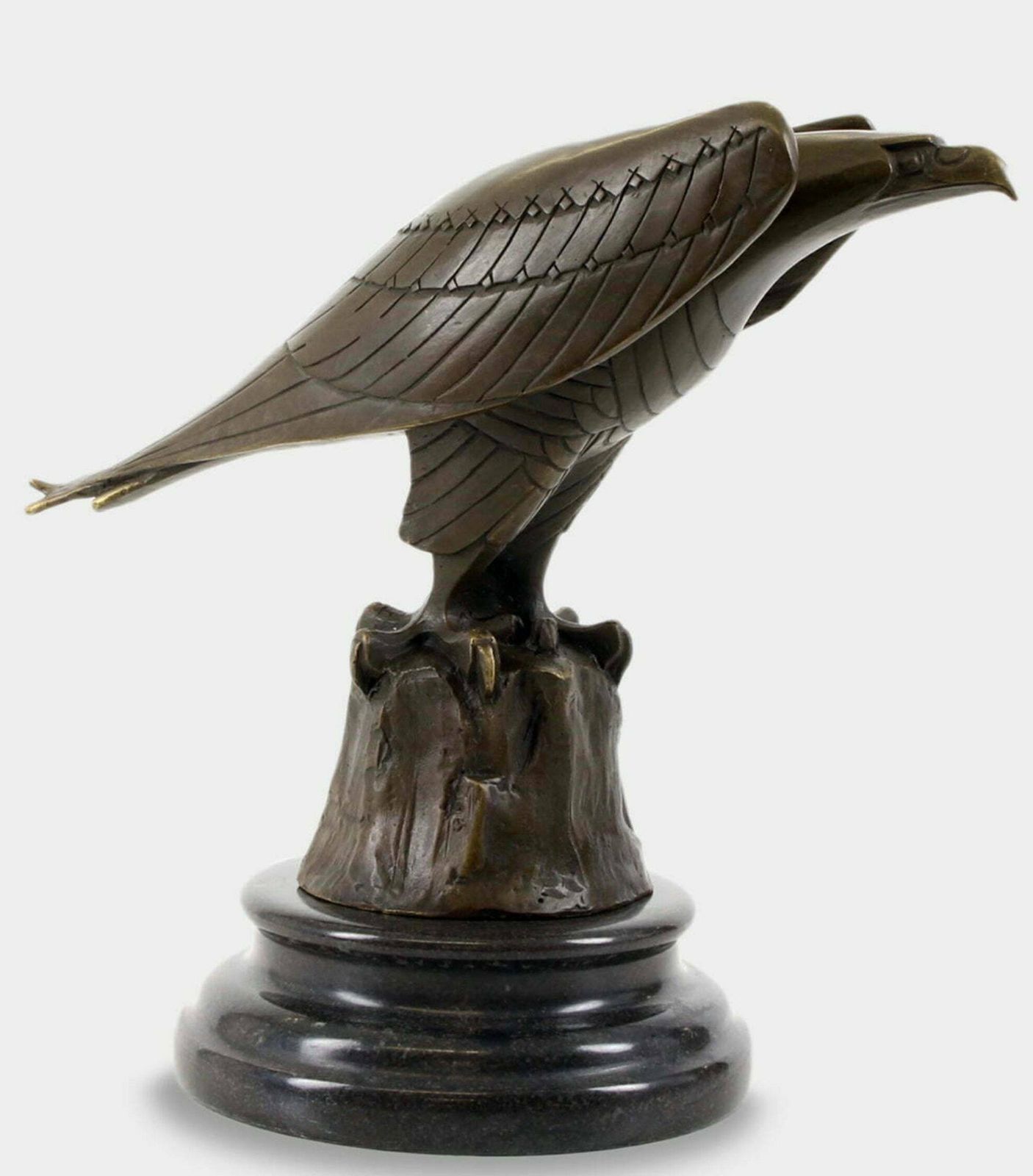 Art Deco Falcon On The Rock Bronze Sculpture On Marble Base