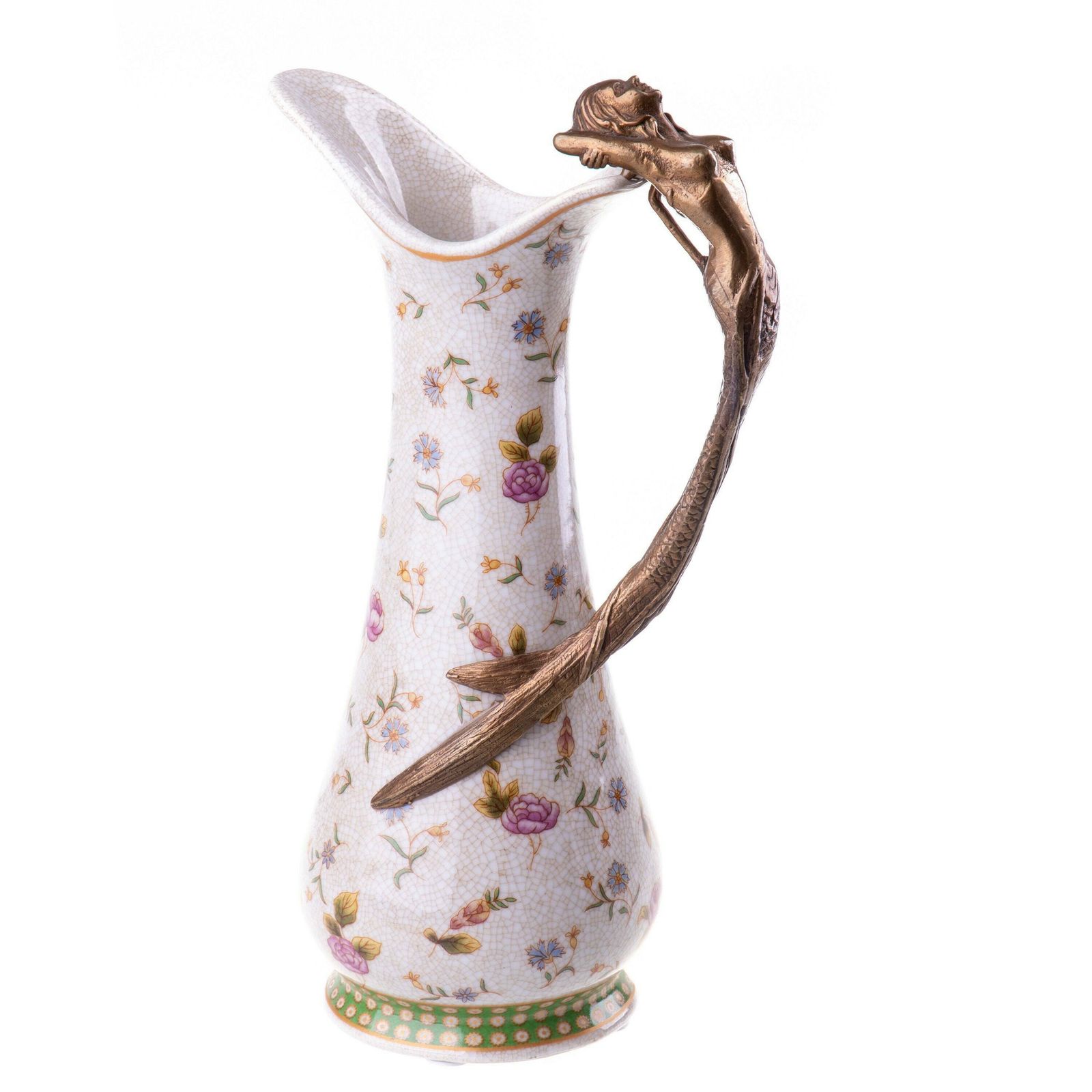 Decorated Decanter With A Porcelain And Bronze Mermaid Art Nouveau Style photo furniture