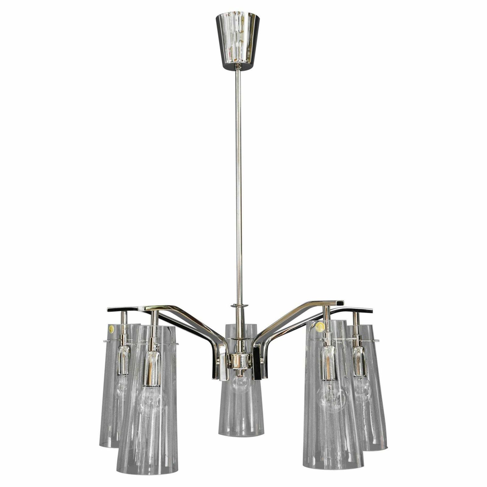 Rupert Nikoll Chandelier With Original Glass Shades Vienna Around 1960s