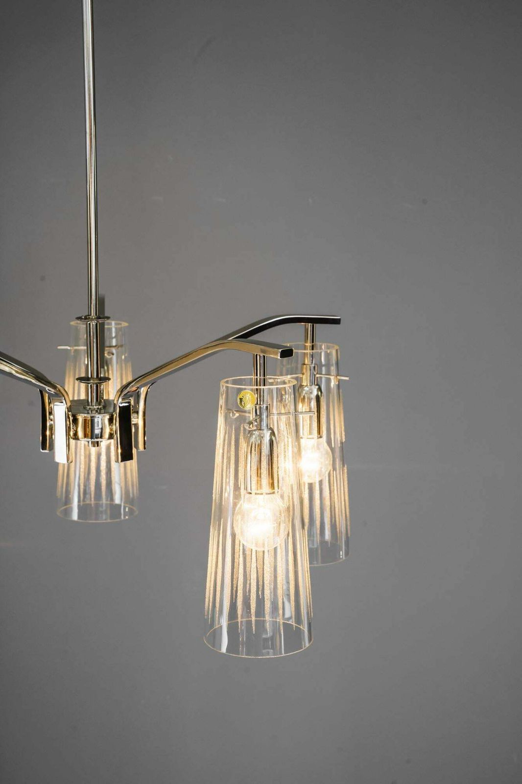 Rupert Nikoll Chandelier With Original Glass Shades Vienna Around 1960s photo for sale