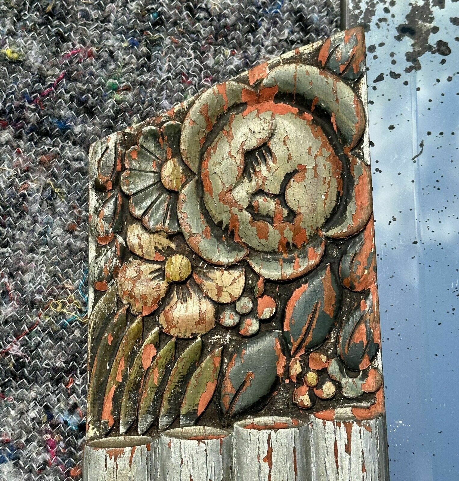 Sublime Antique 1920's Art Deco New York Fan Mirror With Heavily Foxed Plate photo Home Decor