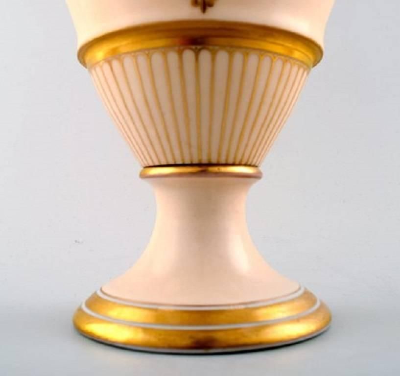 Large B&G, Bing & Grondahl Vase In Pink With Handles In Gold, Early Stamp photo 443.0