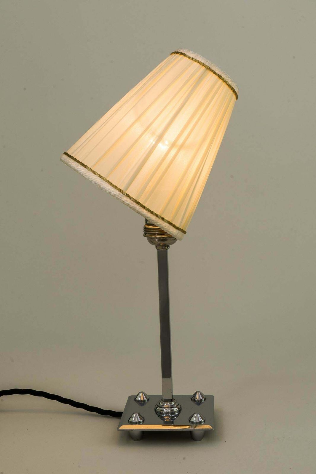 Art Deco Chromed Table Lamp With Fabric Shade, Vienna, Circa 1920s photo buy
