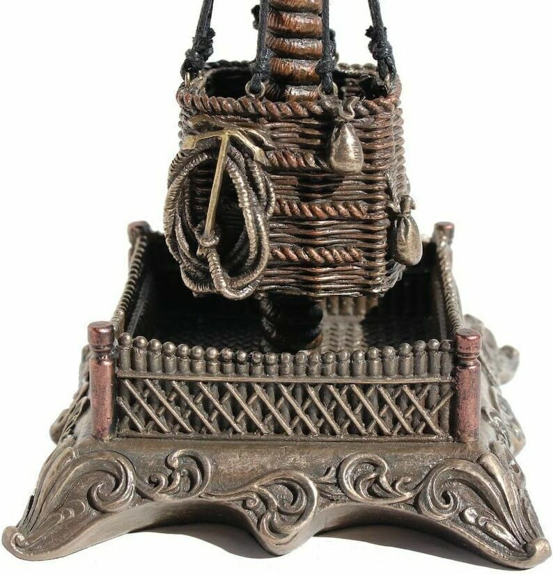 Steampunk Steampunk Hot Air Balloon With Clock Statue Sculpture Cold Cast Statue Bronze Finish photo Home Decor