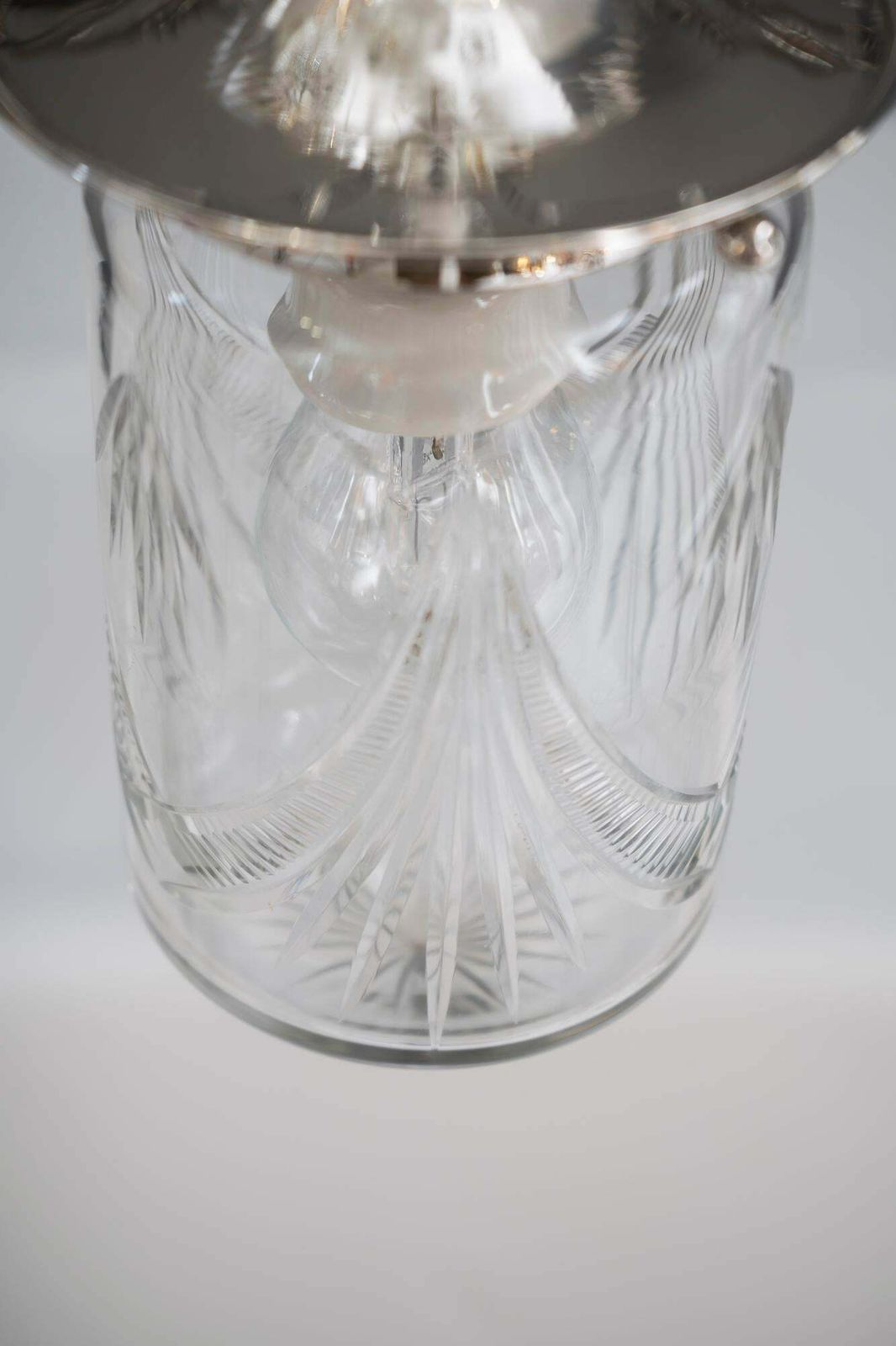 photo buy Nickel Plated Art Deco Chandelier With Original Cut Glasses, Circa 1920s