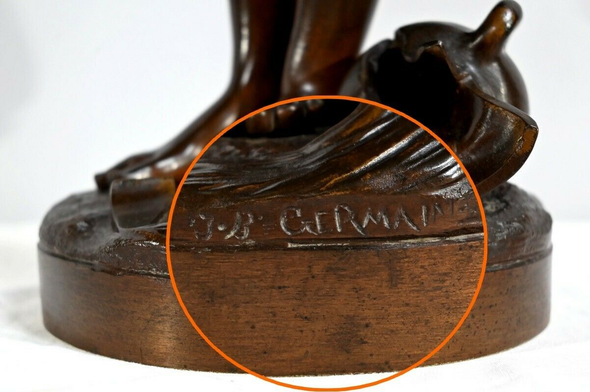 photo vintage Bronze The Young Girl With A Broken Pitcher Signed Jb.Germain  Late 19th Century