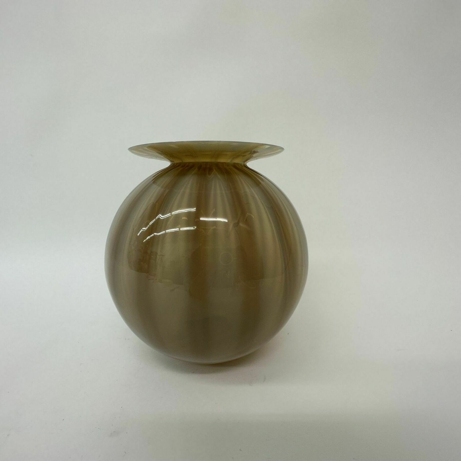 Vintage Handgeblazen Gestreepte Glazen Vaas, Ca. Jaren 1950