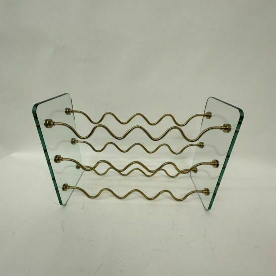 French Wine Rack In Glass And Brass By David Lange, 1970s photo Home Decor