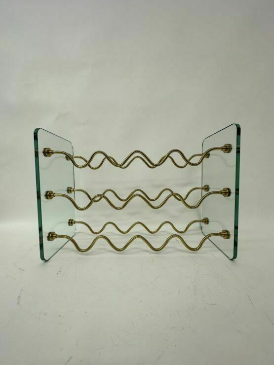 Home Decor French Wine Rack In Glass And Brass By David Lange, 1970s photo