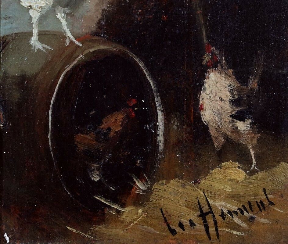 Painting "Le Poulailler", French School Of The 19th Century photo buy