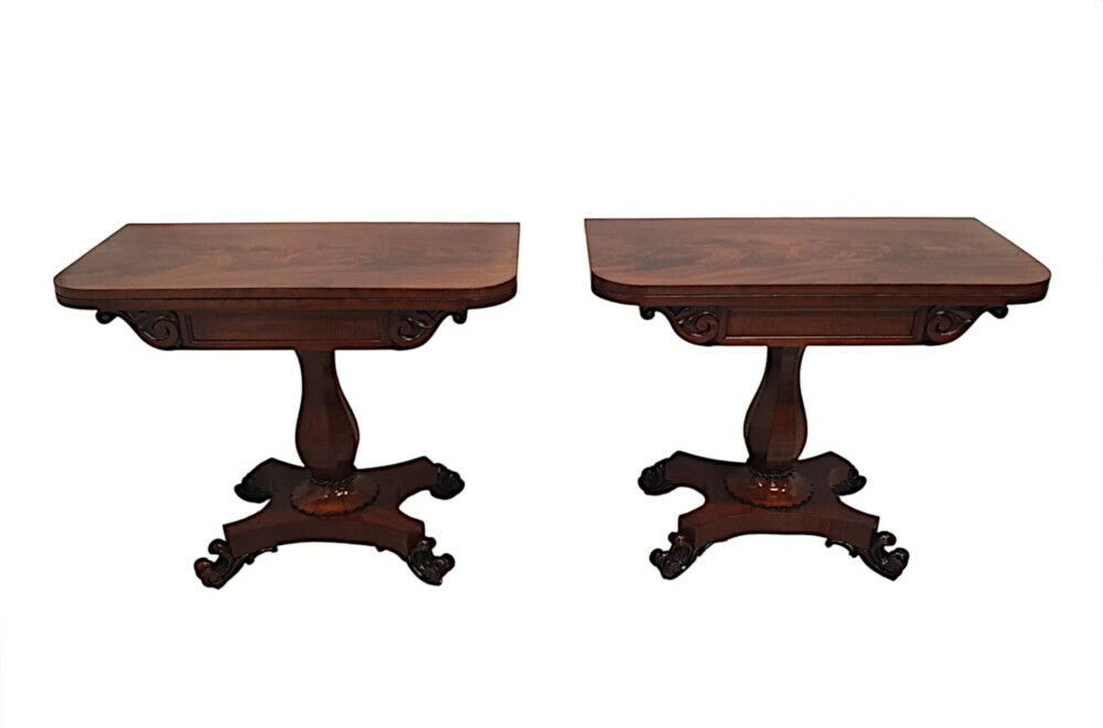 A Very Rare Pair Of 19th Century William IV Card Tables photo for sale