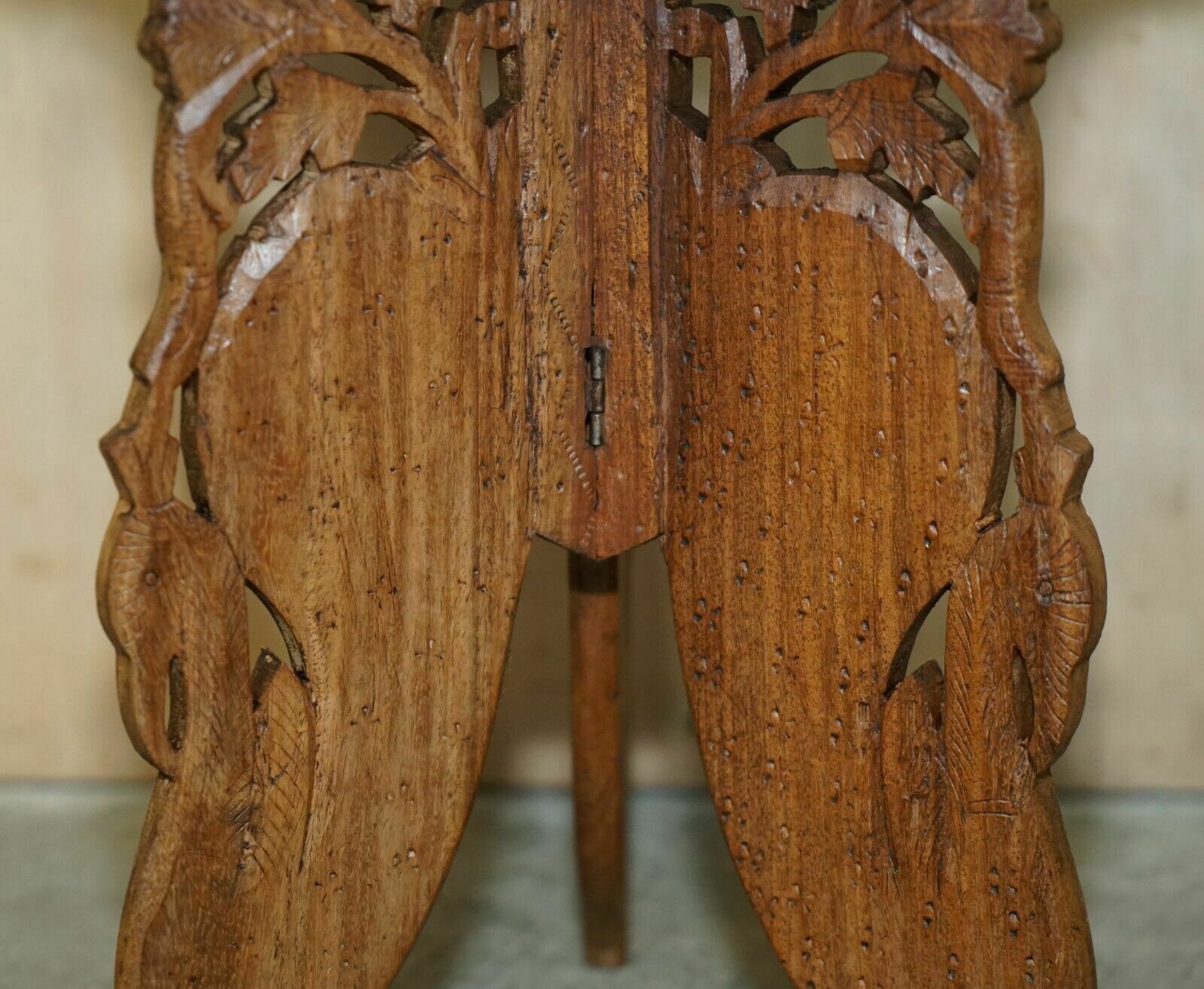 Liberty's Carved Burmese Antique Octagonal Side End Wine Folding Table Liberty photo vintage