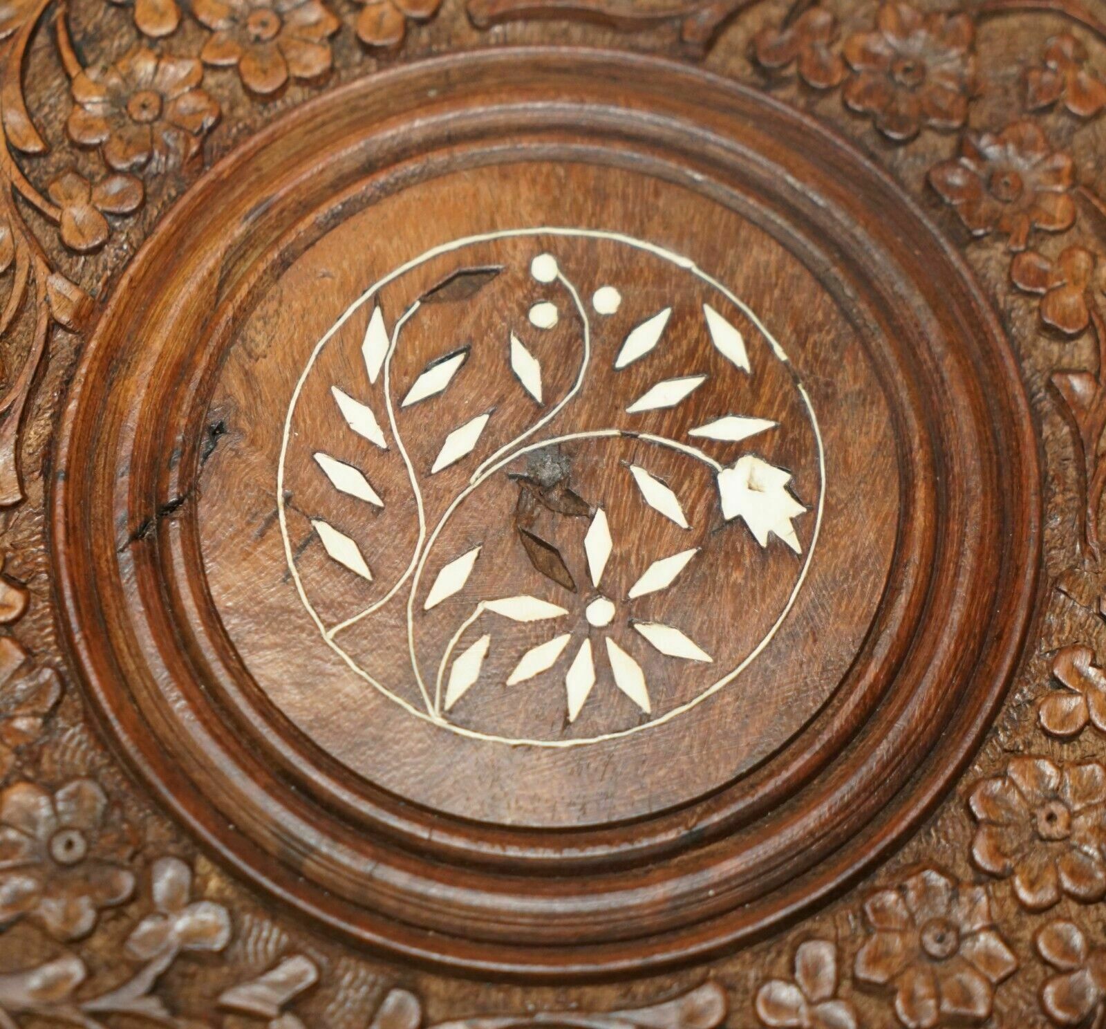 photo buy Liberty's Carved Burmese Antique Octagonal Side End Wine Folding Table Liberty