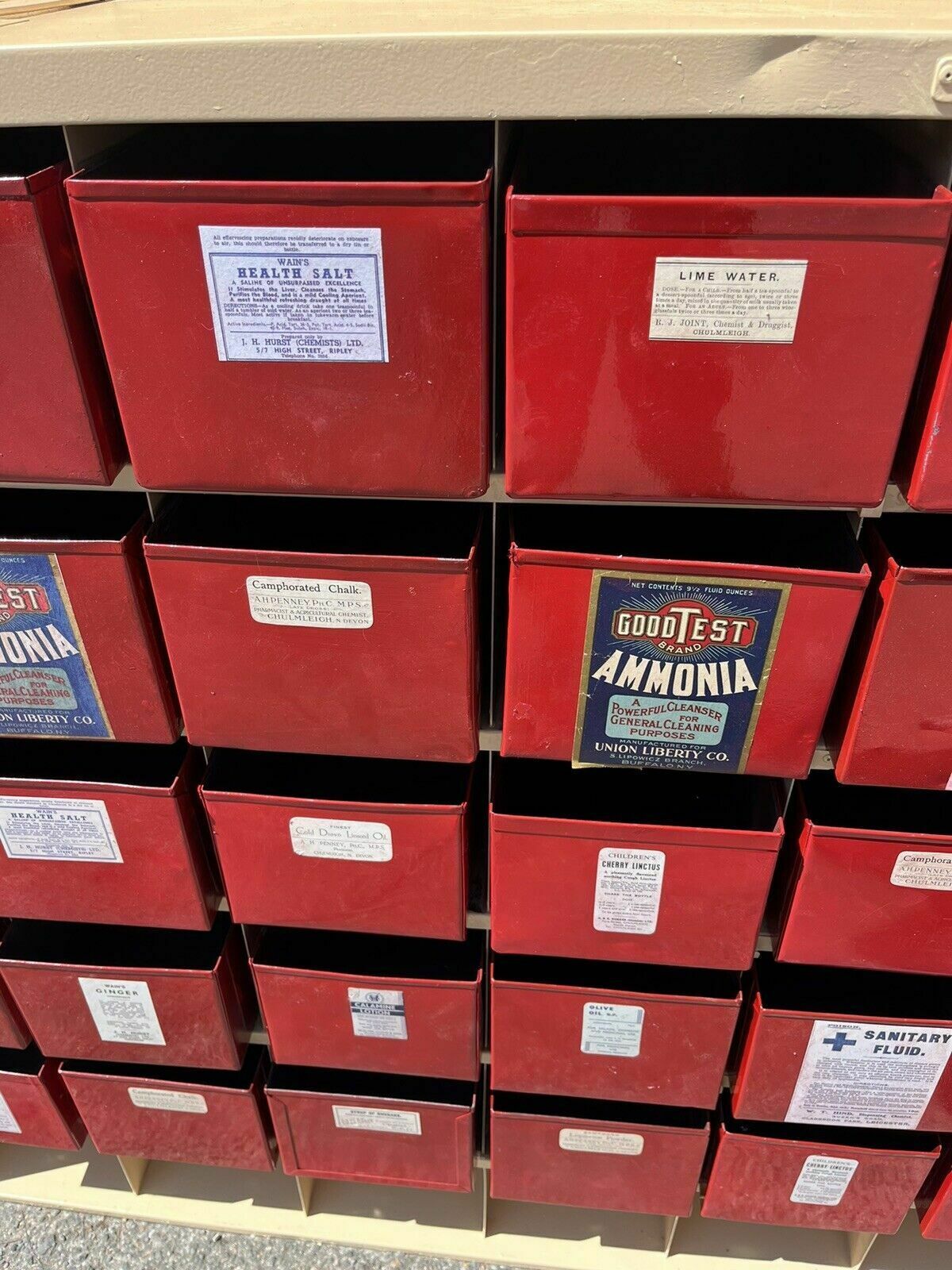 Furniture Chemists Set Of Drawers, Huge In Size, Lots Of Storage. 40 Deep Metal Drawers photo
