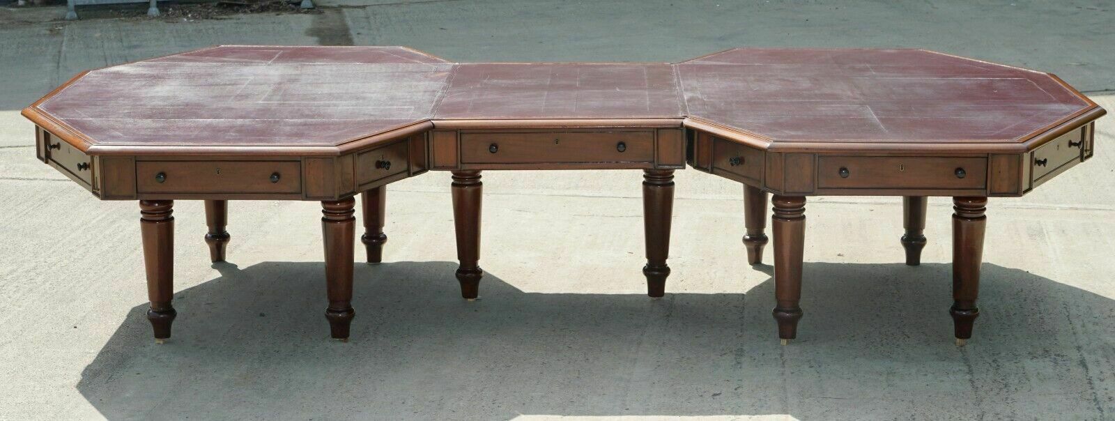 Massive Antique George III 1780 Mahogany Library Desk Table George Rex Locks