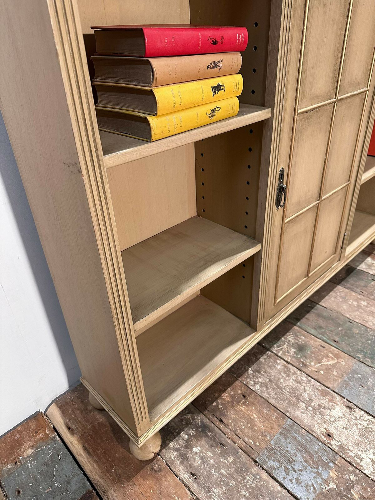 1950's Bookshelf W/ Central Cupboard Reeding And Gilded Details photo buy