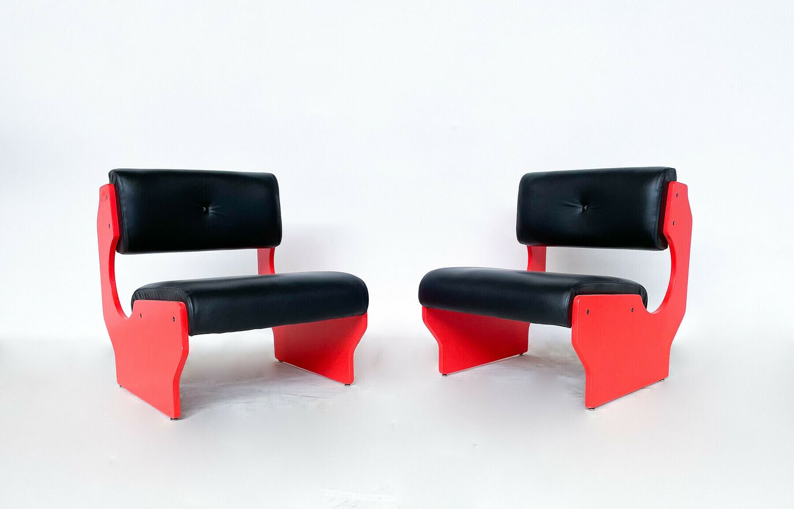 Pair Of Red Italian Mid Century Modern Armchairs photo furniture