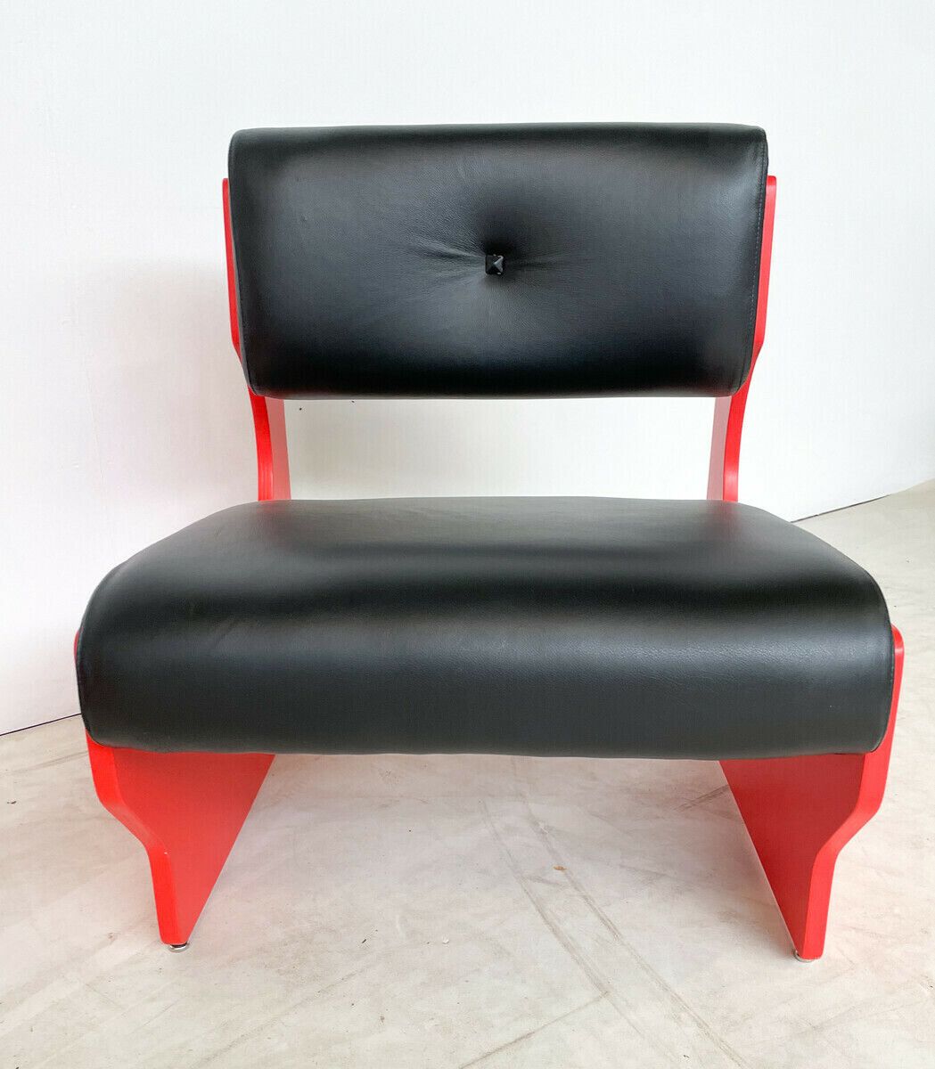 Pair Of Red Italian Mid Century Modern Armchairs photo 2425.0