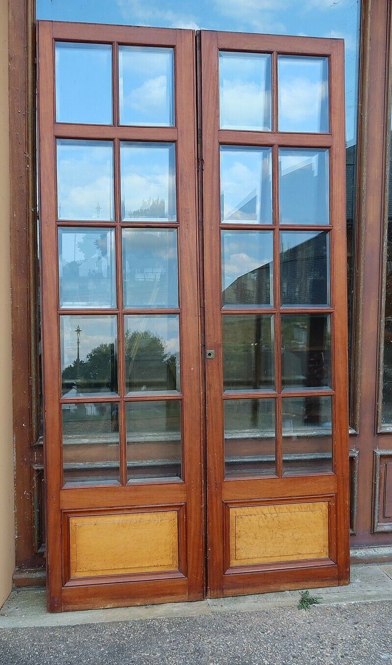 Mahogany And Speckled Maple Castle Double Door Late 19th Century photo buy