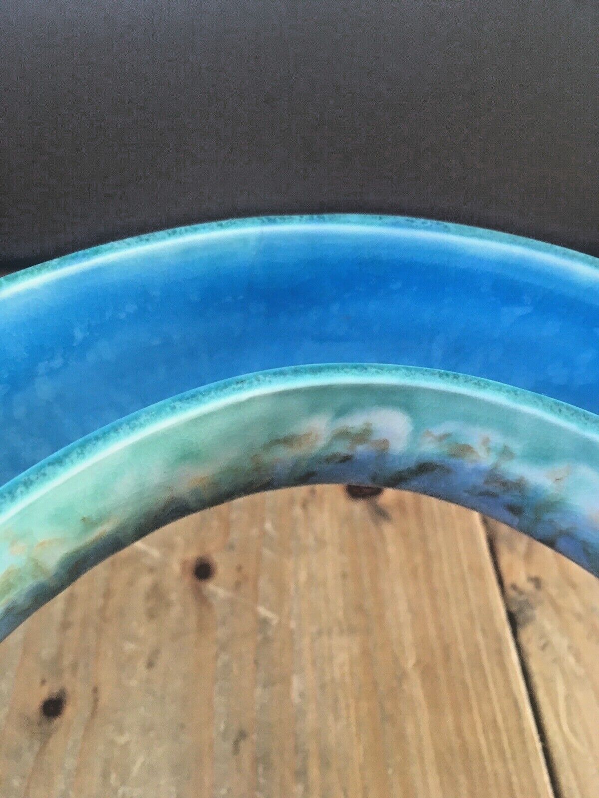 photo furniture Superb Art Deco Blue Green Dripglaze Flower Posy Dish Flower Trough Ring Vase