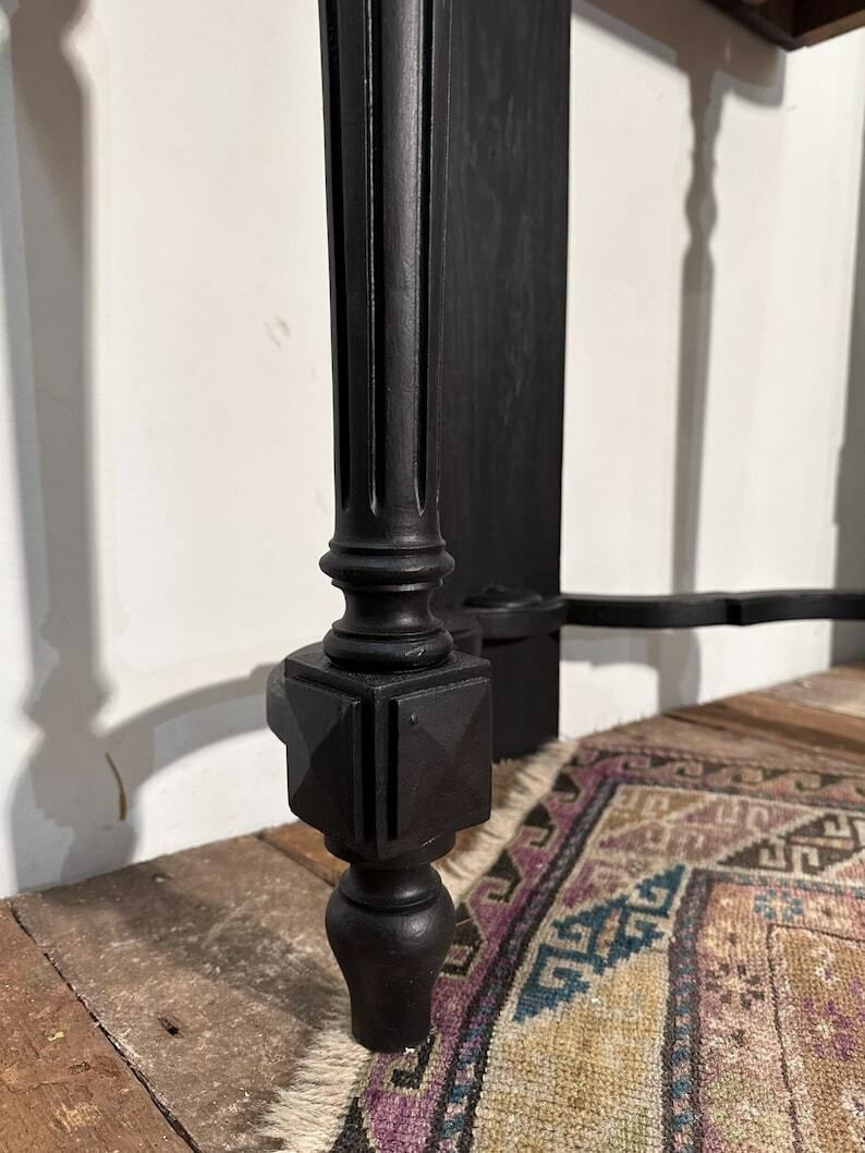 Antique French Console Table Overpainted In Annie Sloan Satin Black C.1900 photo Furniture