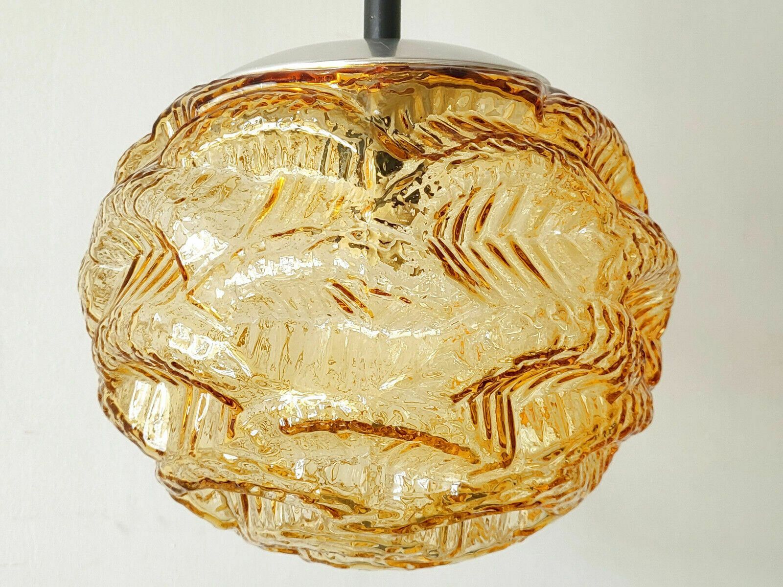 Vintage 1960 Erco Suspension Chandelier In Amber Glass & Steel 60s 1960s 60s photo 321.0
