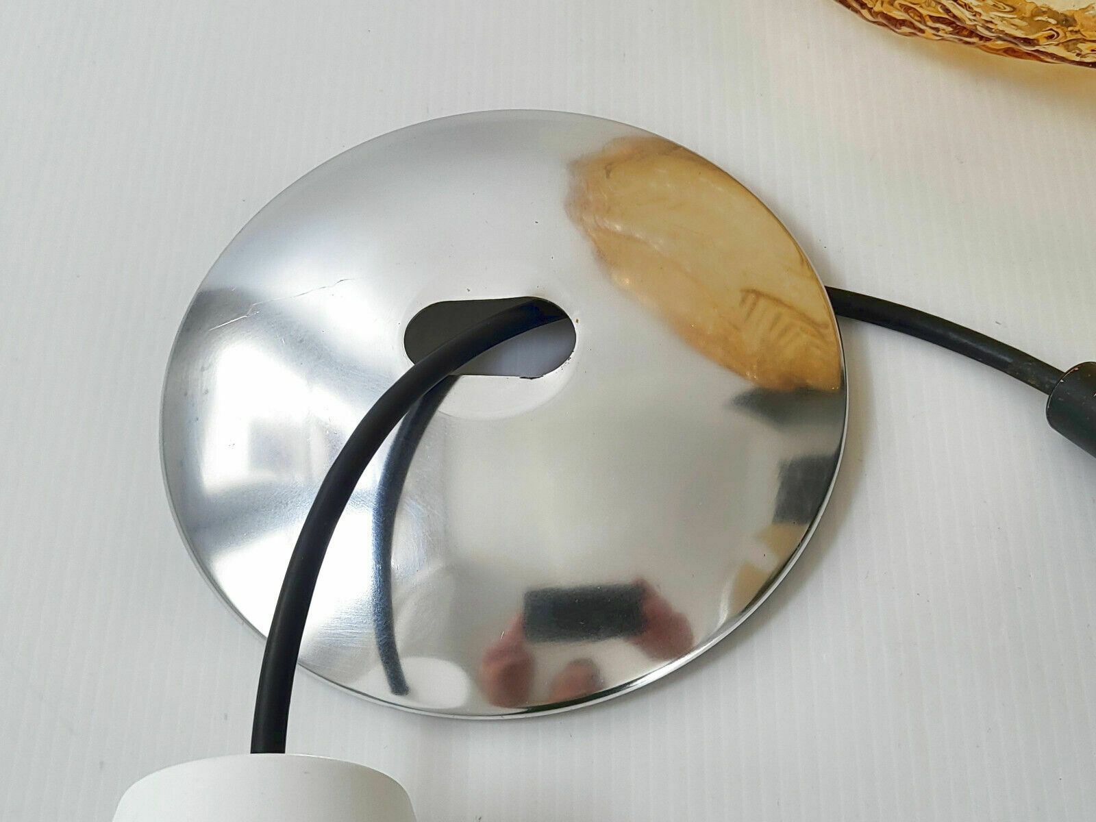 Vintage Erco Hanglamp Uit 1960, Amberkleurig Glas En Staal photo vintage