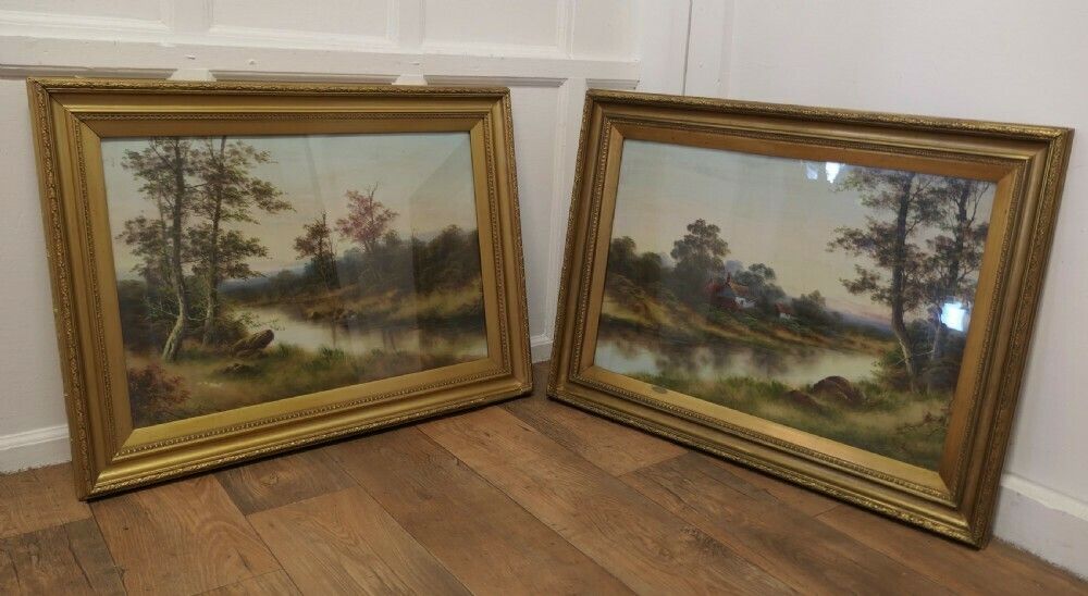 A Framed Pair Of Water Colour Paintings, English Country Scenes