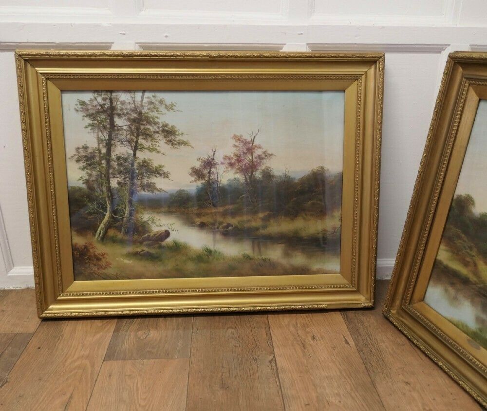 A Framed Pair Of Water Colour Paintings, English Country Scenes photo furniture