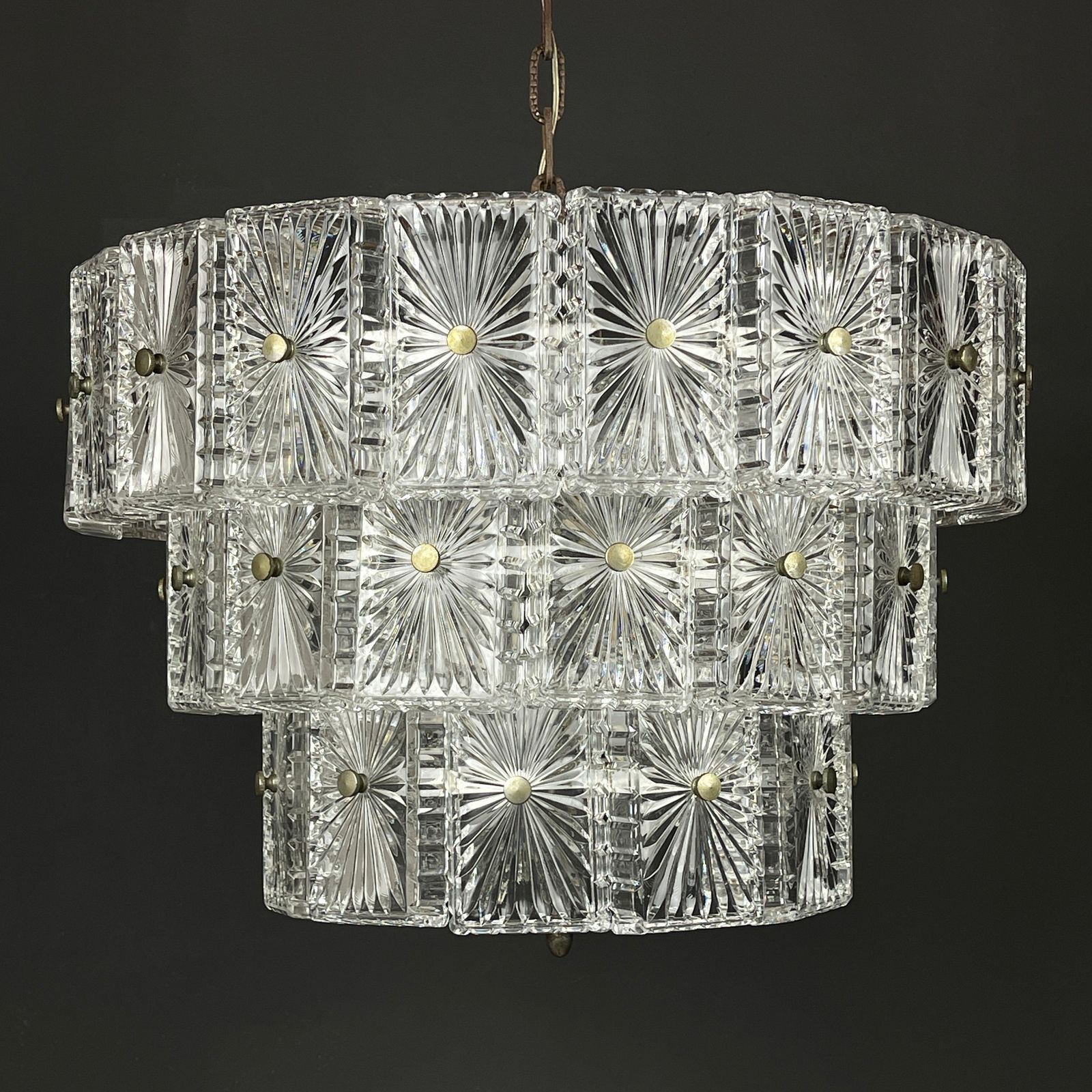 Vintage Large Crystal Chandelier Italy 1960s
