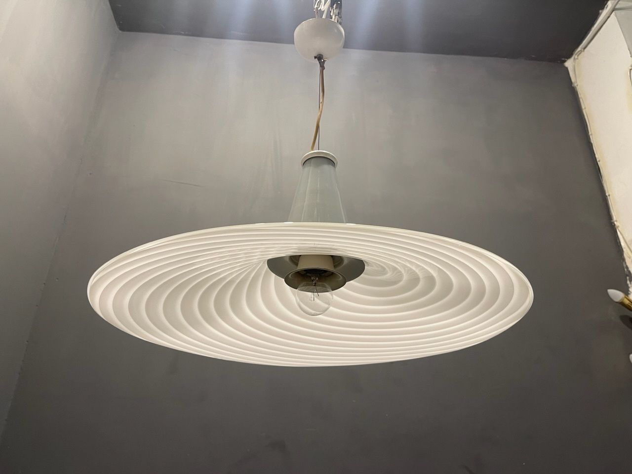 Murano Glass Swirl Light Pendant By Venini photo for sale