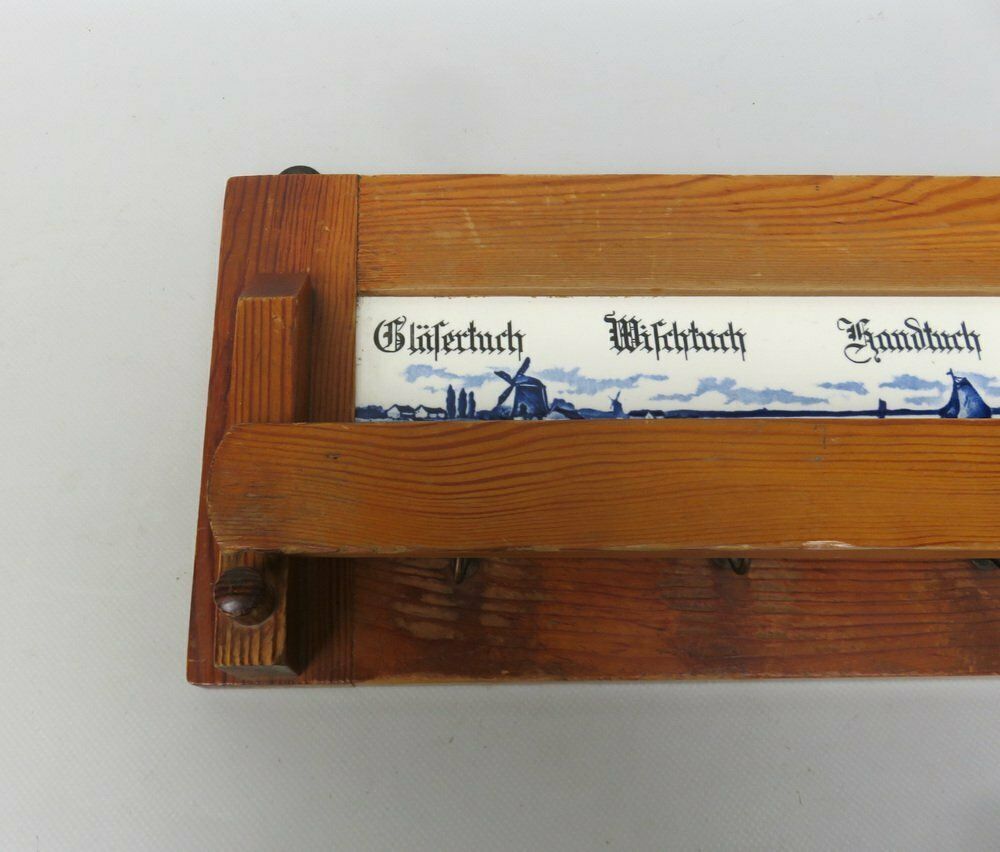 Art Nouveau Towel Board In Ceramic And Wood, 1890s photo vintage