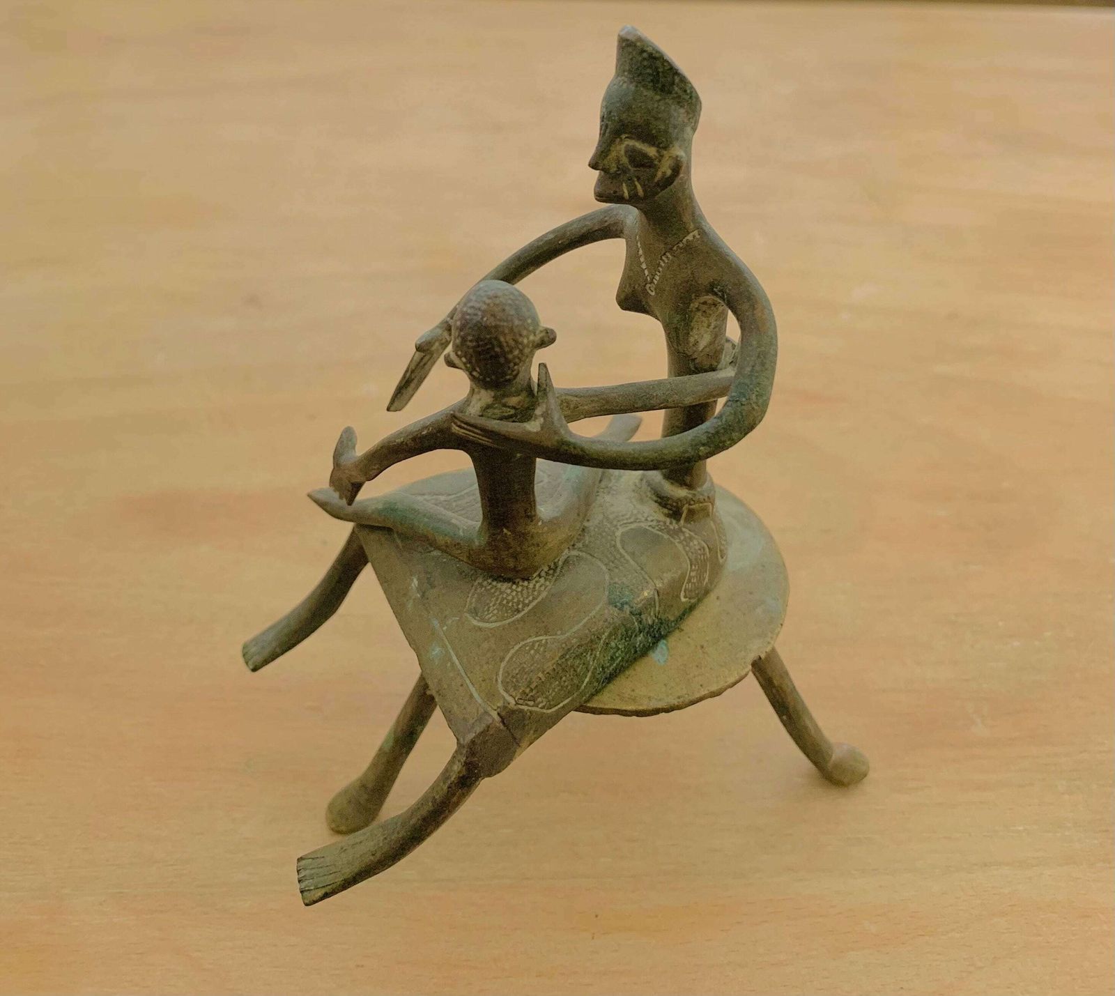 Rare Bronze Fon Maternity Figure African Figure Antique Tribal Figure photo furniture