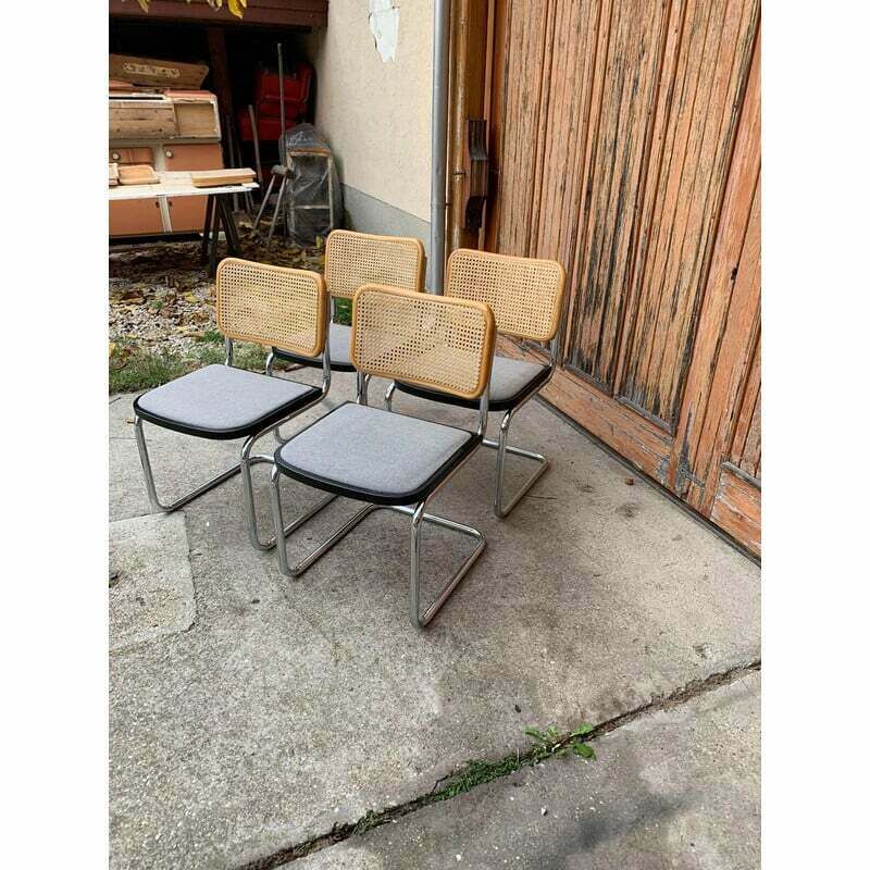 Set Of 4 Vintage Italian B32 Cesca Chairs By Marcel Breuer, 1970s photo furniture