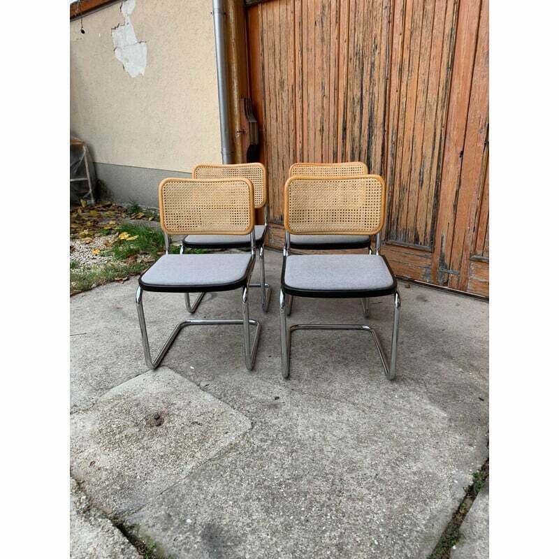 Set Of 4 Vintage Italian B32 Cesca Chairs By Marcel Breuer, 1970s photo Furniture