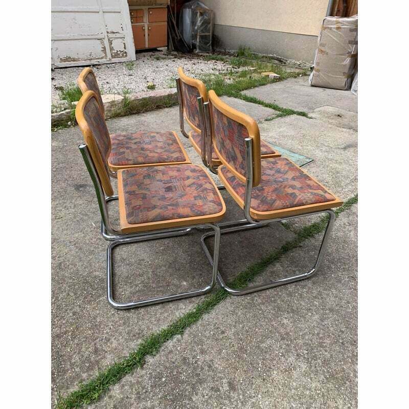 Set Of 4 Mid Century Upholstered Cesca Chairs, Italy 1970s photo Furniture