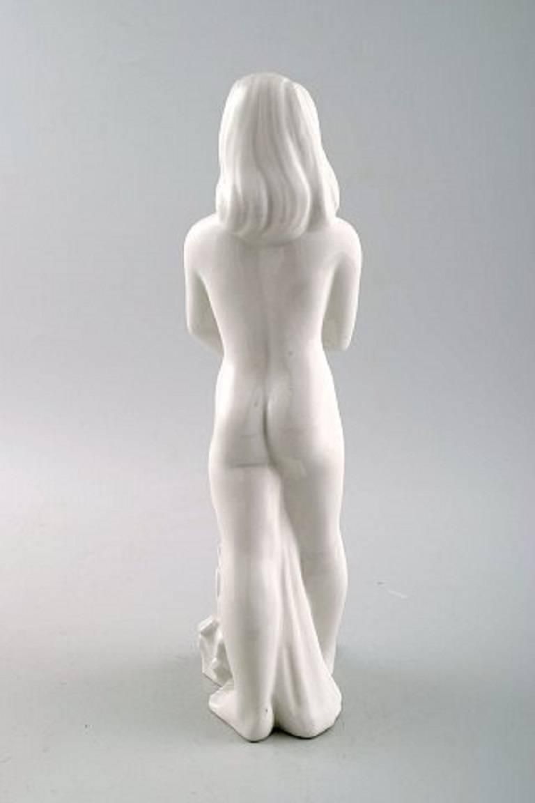 Harold Salomon For Rorstrand, White Glazed Figure Of A Girl With Cat photo furniture