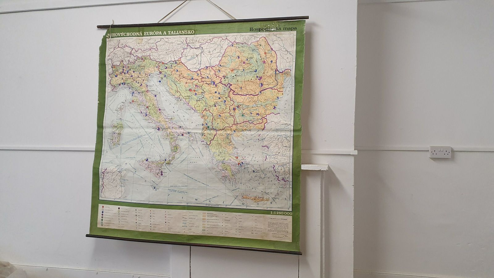 Massive 5 Ft X 5 Ft Map Roll Up South Eastern Europe Italy Bulgaria Romania Yugoslavia Albania Greece Croatia photo furniture