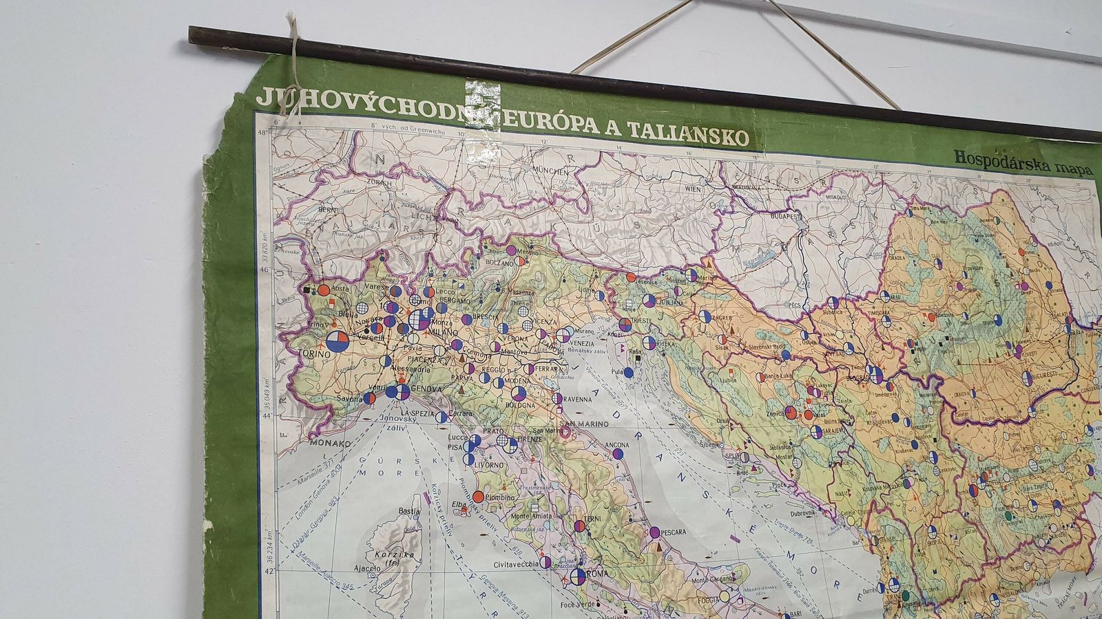 Massive 5 Ft X 5 Ft Map Roll Up South Eastern Europe Italy Bulgaria Romania Yugoslavia Albania Greece Croatia photo Art