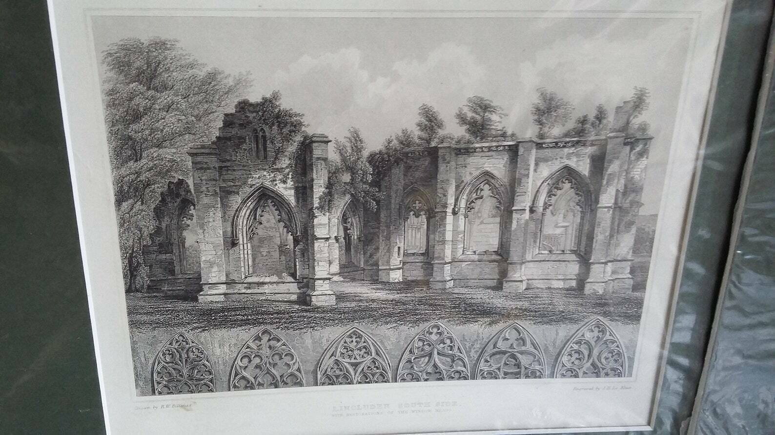 Large Genuine Vintage Mounted Engraved Prints Architecture Castle Chapel Church Cathedral Places Of Interest Scotland photo Art