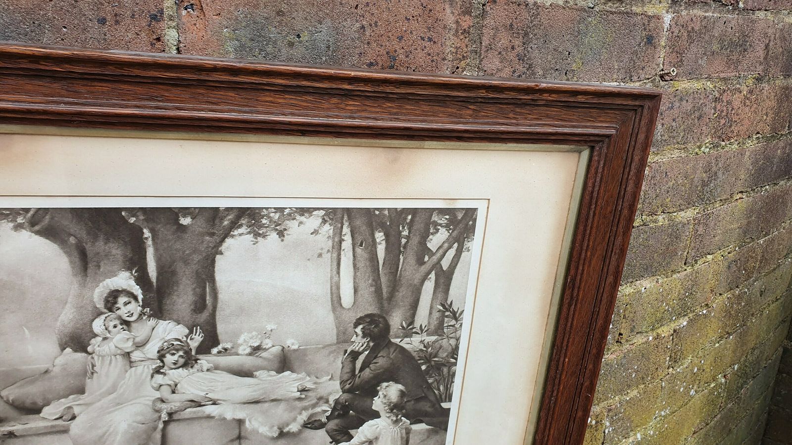 Large 'And Lived Happily Ever After' Antique Maude Goodman Victorian Black & White Pre Raphaelite Art Print Framed photo 95.0