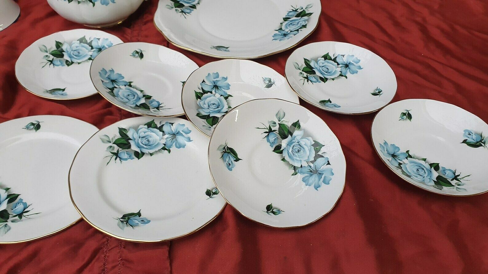 Tea Party! Vintage Gainsborough Bone China Complete Tea Set Pot Milk Jug Cups Saucers Plates Cake Dish Sugar Bowl photo for sale