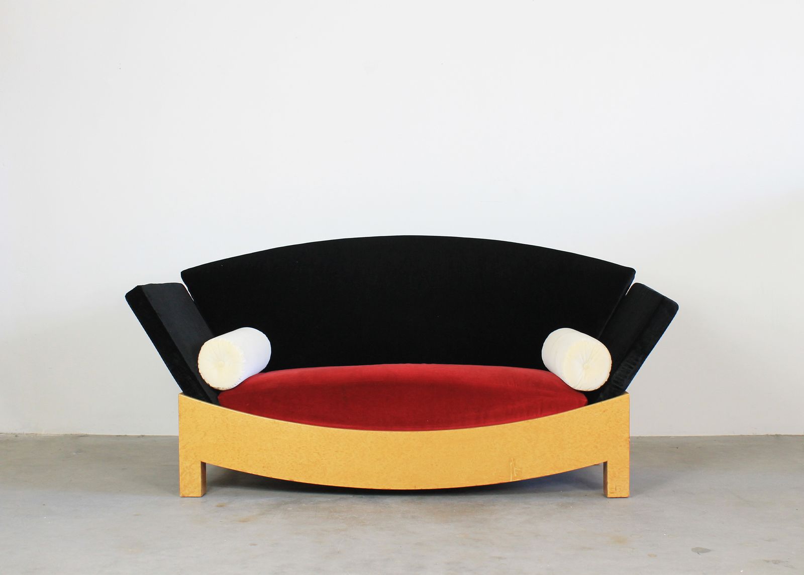 Hans Hollein Mitzi Sofa In Poplar Fabric And Wool By Poltronova 1980s Italy photo furniture