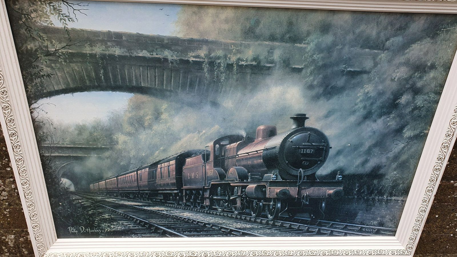 Large Vintage Retro Print 1187 Lms Steam Train Matglo Surface. Philip D Hawkins Vintage Railway photo 75.0
