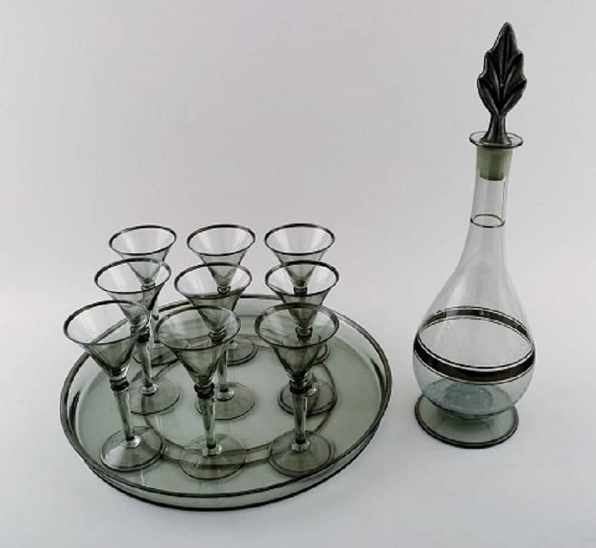 Simon Gate For Orrefors, Art Deco Art Glass 9 Piece Liqueur Set With Decanter photo furniture