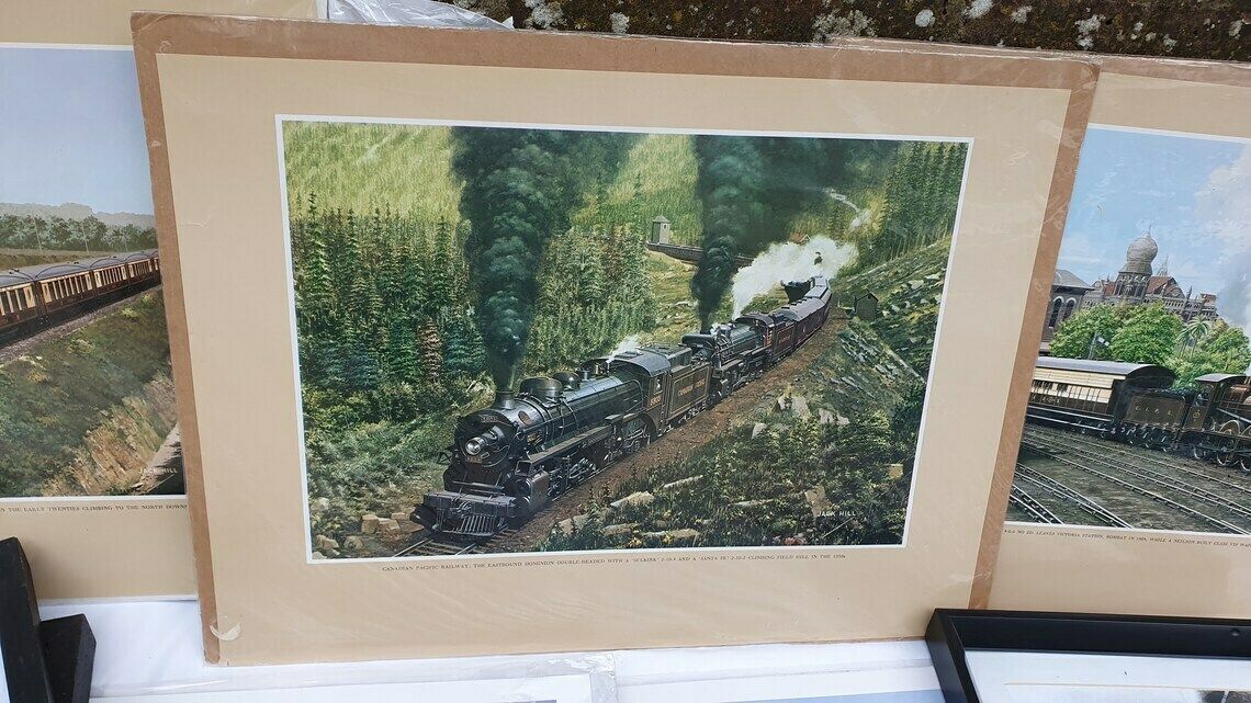 6 Large Vintage Team Railway Engine Prints And 3 Smaller Framed Jack Hill Chris photo furniture